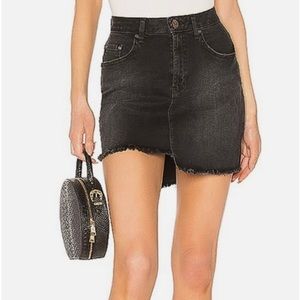 One teaspoon Cotton Black denim jean wash Swan 2020 Mini Skirt- size 23